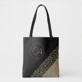 Tote Bag Plumes d'or sur Monogramme noir (Devant)