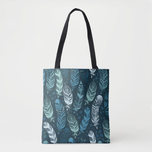 Tote Bag Plumes ethniques motif transparent (Devant)