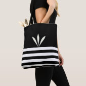Tote Bag Plumes modernes en noir et blanc rayées (De près)