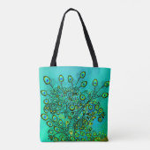 Tote Bag Plumes Peacock Trippy super (Dos)
