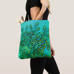 Tote Bag Plumes Peacock Trippy super