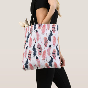 Tote Bag Plumes Rose Boho