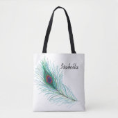 Tote Bag Plumes turquoise personnalisées Peacock (Devant)