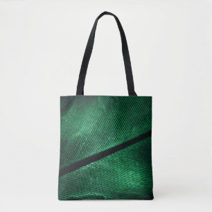 Tote Bag Plumes Vertes, Belle Texture Motif.