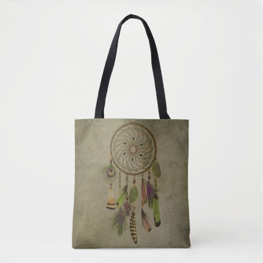 Tote Bag Plumes vertes | Boho Dreamcatcher (Devant)