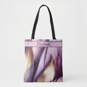 Tote Bag Plumes violettes et dorées personnalisées