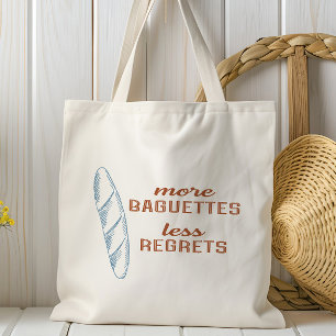 Tote Bag Plus De Baguettes Moins De Regrettes, Pain Françai
