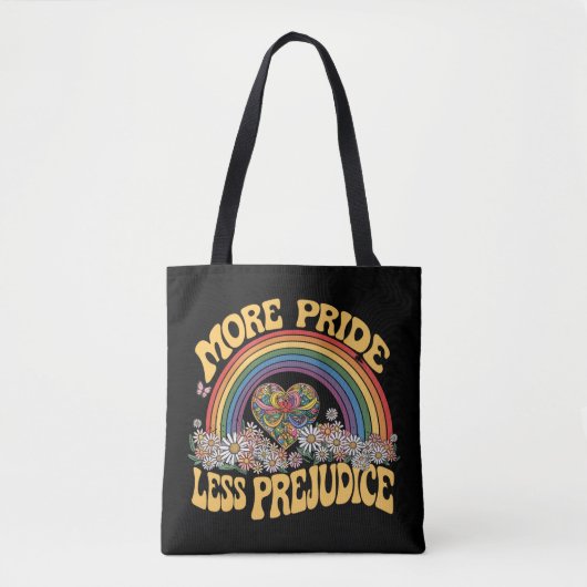 Tote Bag Plus de fierté moins de préjugés Retro Rainbow Pri (Devant)