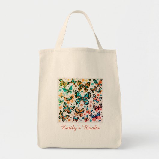 Tote Bag Plusieurs papillons colorés personnalisé tot Tot (Devant)