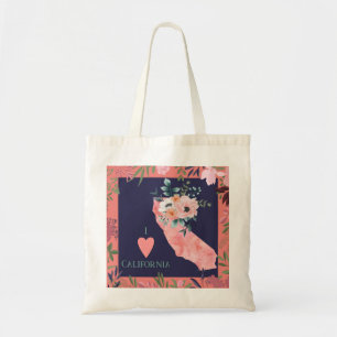 Tote Bag Plutôt Floral I Love California State Map