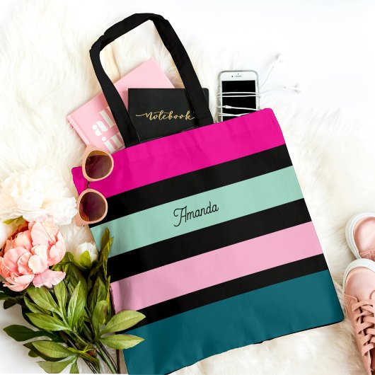 Tote Bag Plutôt minimal rayé multicolore