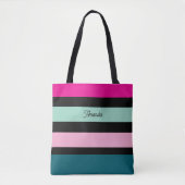 Tote Bag Plutôt minimal rayé multicolore (Devant)