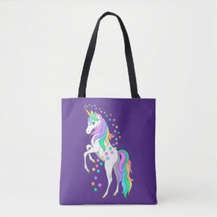 Tote Bag Plutôt Rearing Rainbow Unicorn Falling Stars