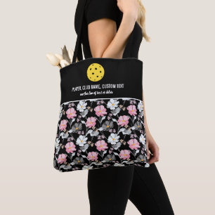 Tote Bag Plutôt Rose Blanc Floral Personnalisé Pickleball