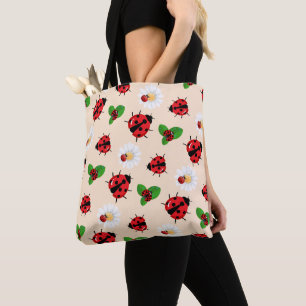 Tote Bag Pneuka rouge mignon point Ladybug fleur été Fille