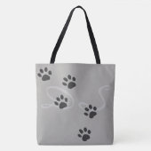 Tote Bag Poches de pois avec un motif de noms sur gris (Devant)