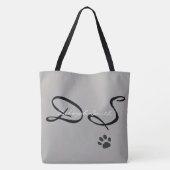 Tote Bag Poches de pois avec un motif de noms sur gris (Dos)