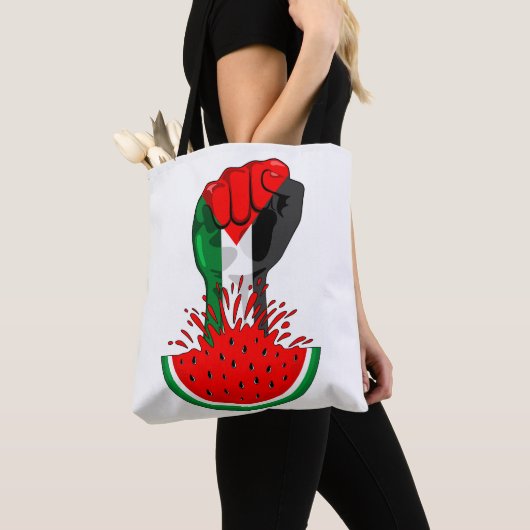 Tote Bag Poing de résistance palestinienne sur le symbole d (De près)