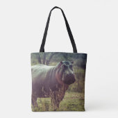 Tote Bag Poing hippo debout à la caméra en Afrique Foliage (Dos)