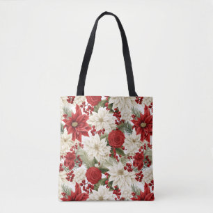 Tote Bag Poinsettia de Noël – Décoration florale de fêtes