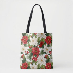 Tote Bag Poinsettia de Noël – Décoration florale de fêtes