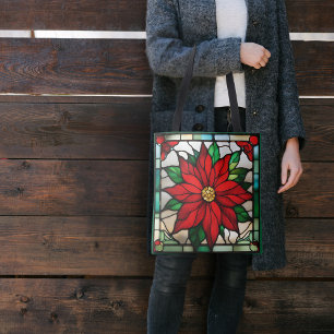Tote Bag Poinsettia Unique Faux Verre Coloré