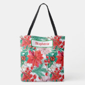 Tote Bag Poinsettias Élégantes, Baies Selles, Bouges De Pin (Dos)