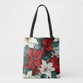 Tote Bag Poinsettias, rouge et blanc, (Devant)