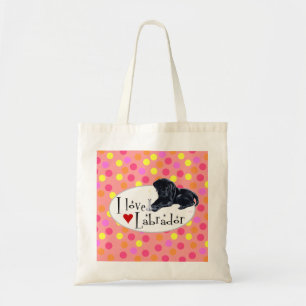 Tote Bag Point de polka noir de chiot de Labrador