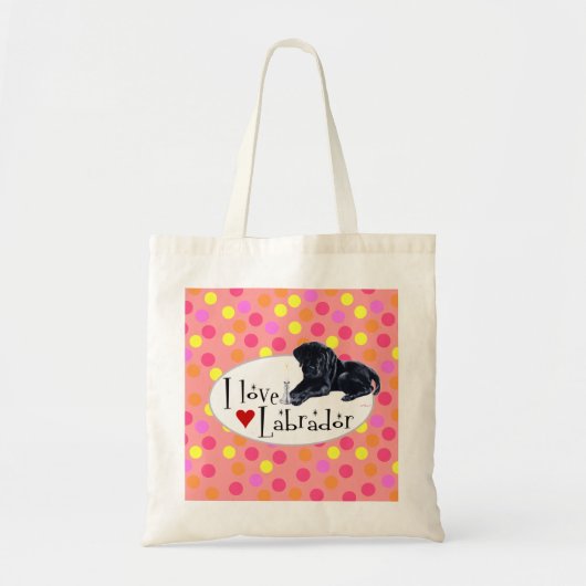 Tote Bag Point de polka noir de chiot de Labrador (Devant)