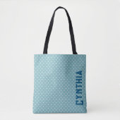 Tote Bag Point Polka bleu et blanc Sky Personnalisé (Devant)