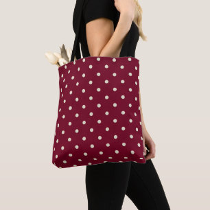 Tote Bag Points blancs sur fond bordeaux