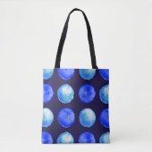 Tote Bag Points Bleus Aquarelle Motif Indigo Cerulean (Devant)