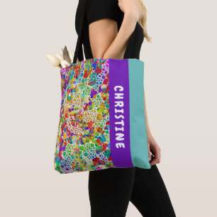 Tote Bag Points colorés Spirales Peinture à la main 2