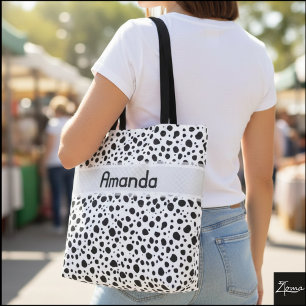 Tote Bag Points dalmatiens avec nom