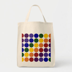 Tote Bag Points de polka arc-en-ciel sur gris