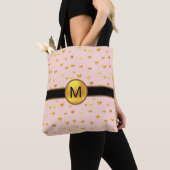 Tote Bag Points d'Or sur Fond Rose (De près)