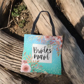 Tote Bag Points d'or Turquoise mariage Bridesmaid Chic Rose