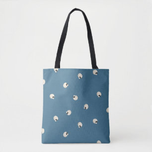 Tote Bag Points du crâne Kawaii mous aléatoires bleu pâle