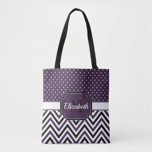 Tote Bag Points et chevrons pourpres (Devant)
