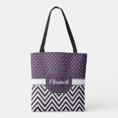 Tote Bag Points et chevrons pourpres (Dos)