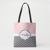 Tote Bag Points et rayures mignons (Devant)