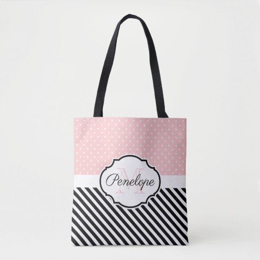 Tote Bag Points et rayures mignons (Devant)