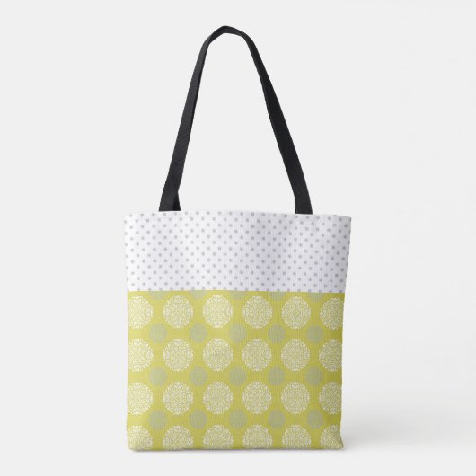 Tote Bag Points Gris Chartreuse Monogramme initial tendance (Dos)