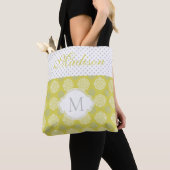 Tote Bag Points Gris Chartreuse Monogramme initial tendance (De près)