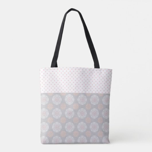 Tote Bag Points Gris Peach Rose Tendance Monogramme Initial (Dos)