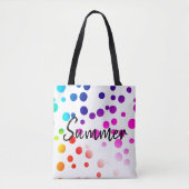 Tote Bag Points néon avec texte d'été (Devant)