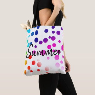 Tote Bag Points néon avec texte d'été 