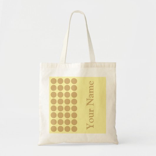 Tote Bag Points neutres en crème putty avec texte de nom (Devant)