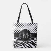 Tote Bag Points noirs et blancs et impression d'animal (Dos)